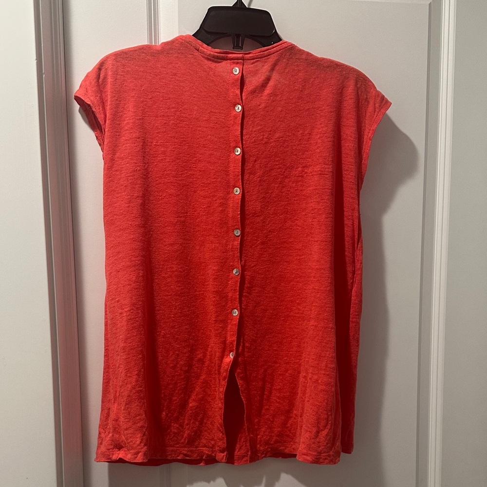 Vibrant tangerine colored Short Sleeve Women's Top